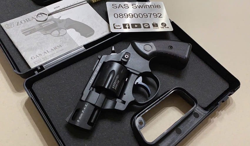 sung ban dan cao su tu ve 9mm rulo zoraki r2 black