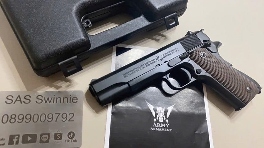 sung airsoft gas dan bi 6mm army armament m1911 r31 gbb black