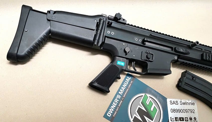 sung truong airsoft rifle we cybergun scar l gbbr black mau den gia re viet nam ha noi