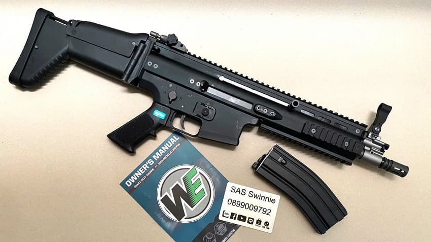 sung truong airsoft rifle we cybergun scar l gbbr black mau den