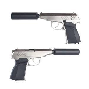 SÚNG AIRSOFT WE MAKAROV BAIKAL K59 GBB SILENCER MÀU BẠC
