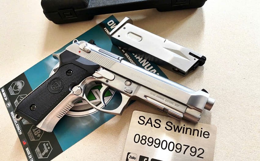 sung airsoft gas ban dan bi sat we beretta m9a1 silver chrome mau bac gia re