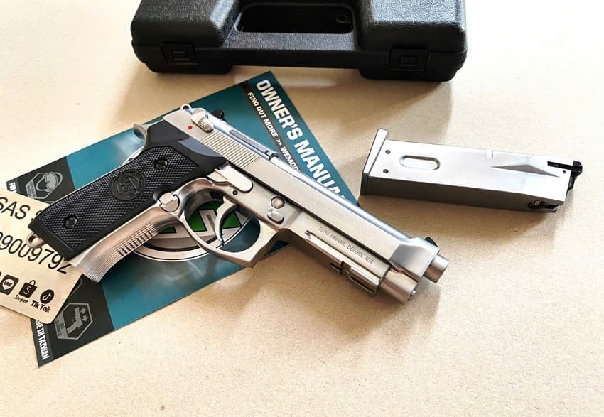 sung airsoft gas ban dan bi sat we beretta m9a1 silver chrome mau bac