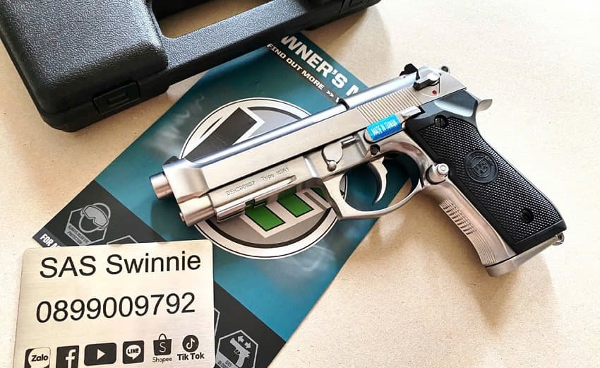 sung airsoft gas ban dan bi sat we beretta m9a1 silver chrome