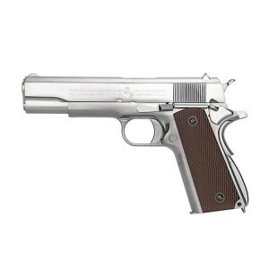 SÚNG AIRSOFT WE COLT M1911 SILVER CHROME BROWN GRIP MÀU BẠC