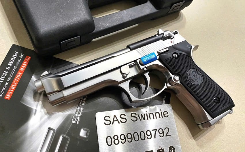 sung airsoft gas bb 6mm we m92 silver gbb