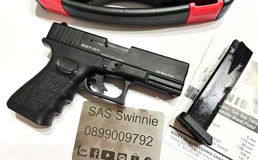 sung ban dan cao su 9mm kuzey glock 19 g19 fullmarking black mau den gia re viet nam