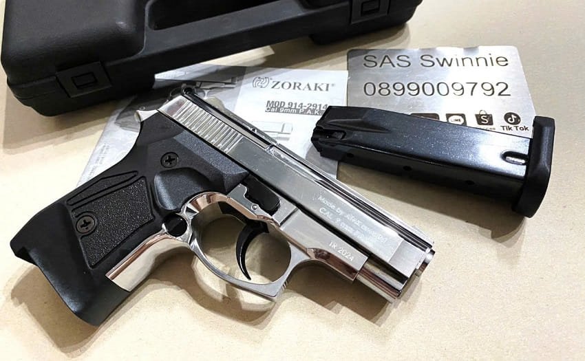 sung ban dan cao su 9mm zoraki 914 td silver chrome inox mau bac gia re