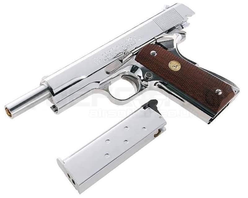 sung bi airsoft tokyo marui m1911 gbb colt government mark iv series 70 gbb nickel finish