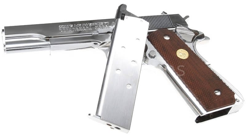 sung gas airsoft tokyo marui m1911 gbb colt government mark iv series 70 gbb nickel finish