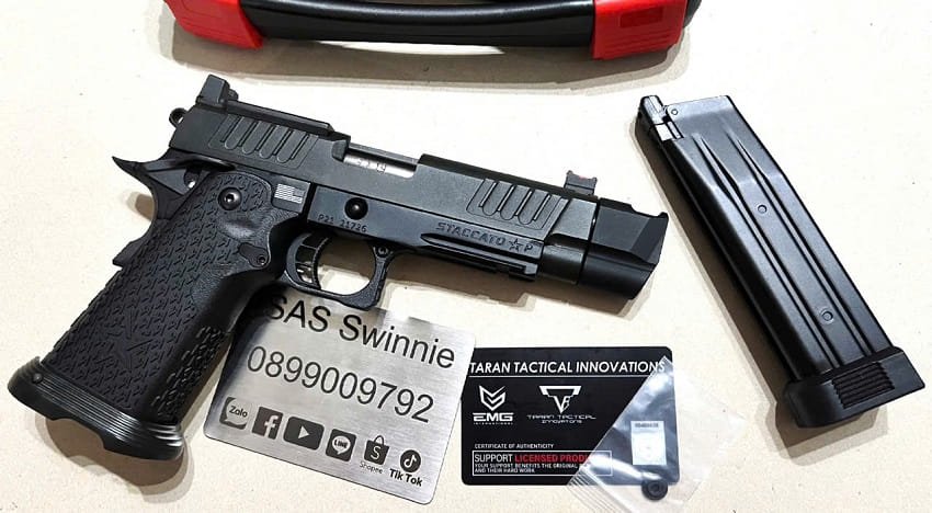 sung airsoft emg army r611 2 staccato p comp black gbb mau den