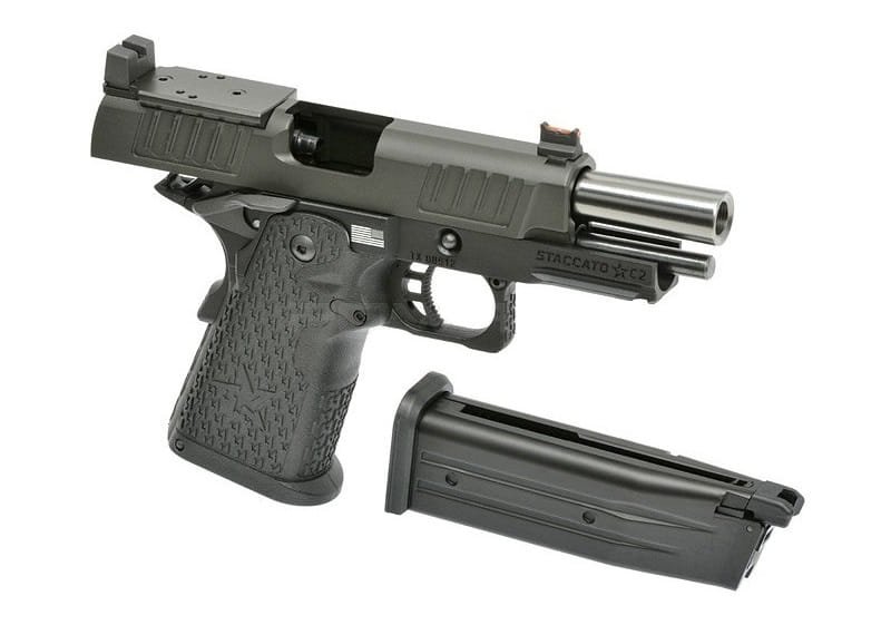 sung airsoft emg army r612 staccato c2 2011 vip grip red dot ready black mau den gia re vietnam