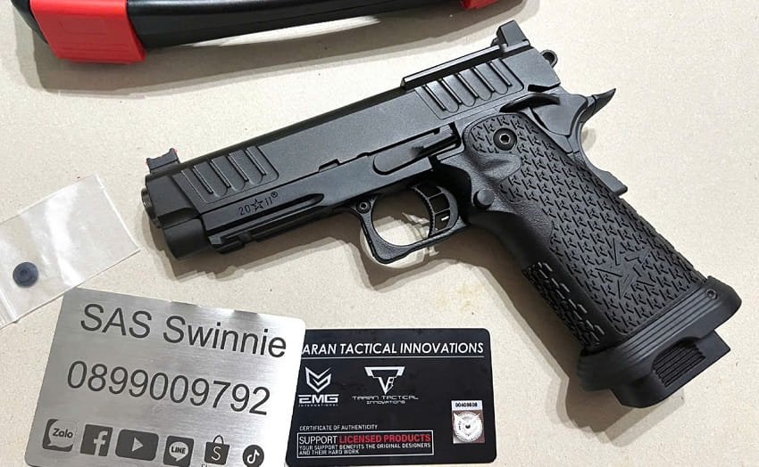 sung bi gas emg army armament r611 3 gbb staccato p 2011 vip grip red dot ready black mau den gia re hanoi