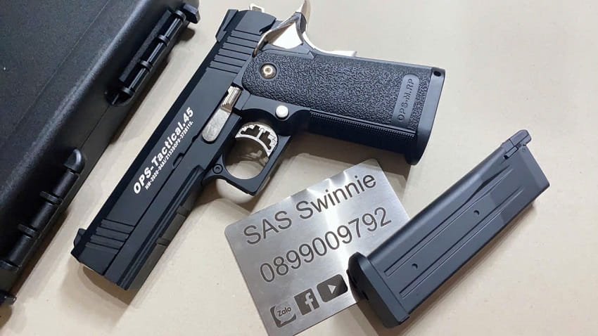 sung gas airsoft bb 6mm golden eagle ops 45 3301 gbb black mau den gia re tphcm