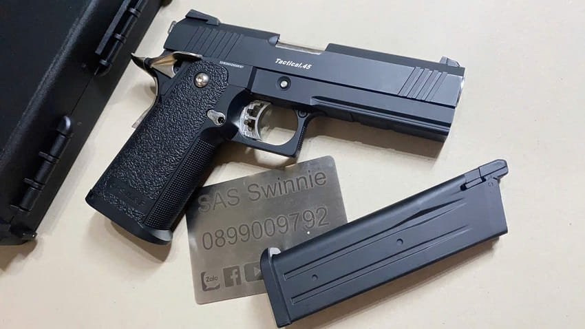 sung gas airsoft bb 6mm golden eagle ops 45 3301 gbb black mau den gia re