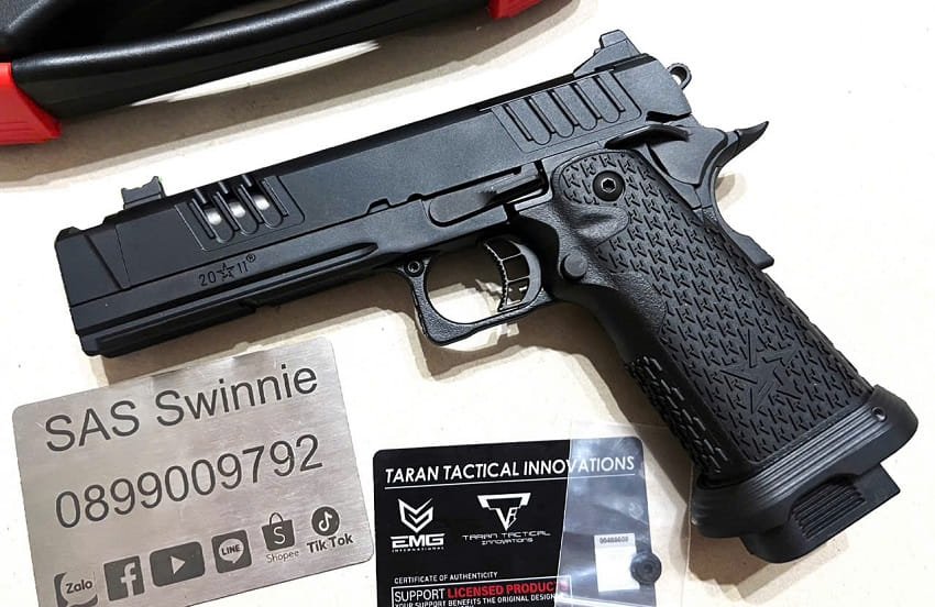 sung gas airsoft emg army armament r618 gbb staccato xc 2011 black mau den gia re viet nam
