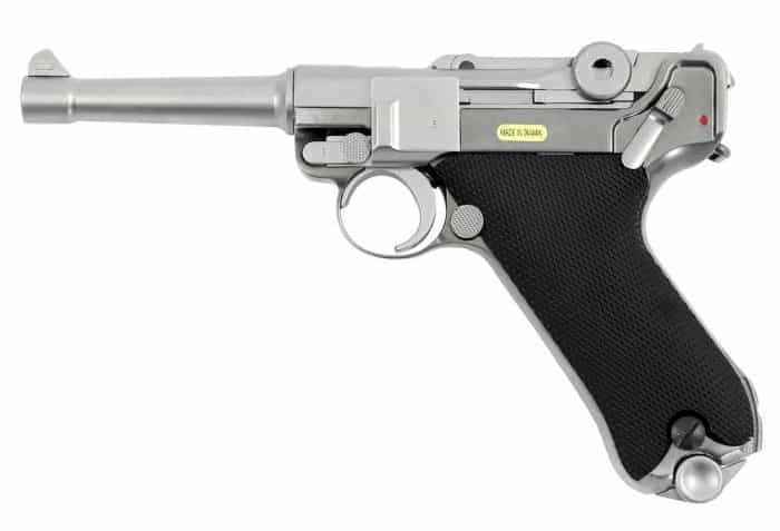 sung airsoft WE Luger P08 4 inch GBB Pistol silver gia re tphcm