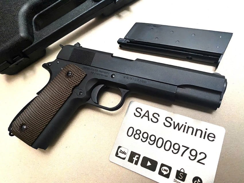sung airsoft gas cybergun m1911 black gbb mau den