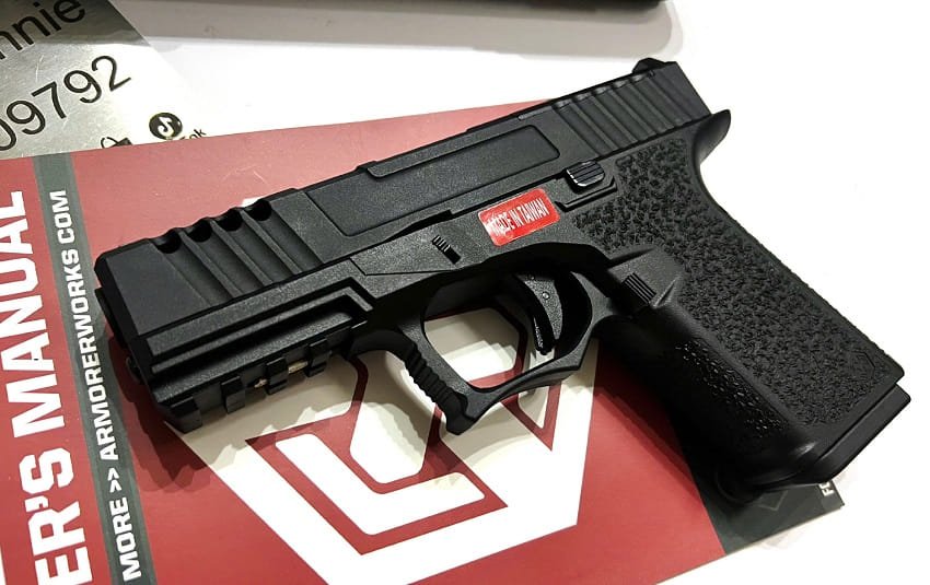 sung airsoft gas amoere work vx9100 glock 19 custom rmr gbb black mau den gia re