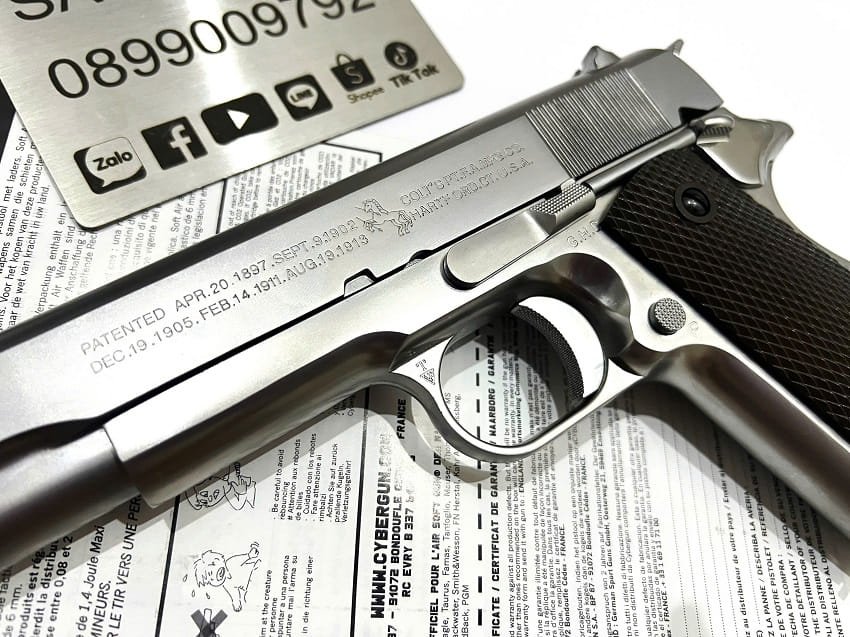 sung gas airsoft gbb cybergun colt m1911 shiny chrome mau bac gia re tphcm vietnam
