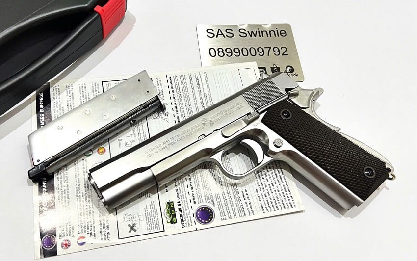 sung gas airsoft gbb cybergun colt m1911 shiny chrome mau bac gia re vietnam