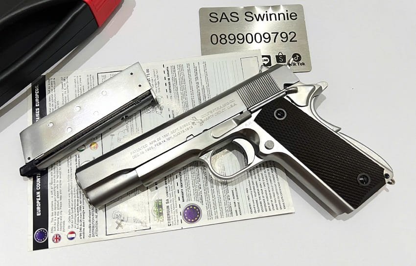 sung gas airsoft gbb cybergun colt m1911 shiny chrome mau bac