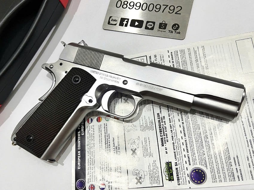 sung gas airsoft gbb cybergun colt m1911 shiny chrome