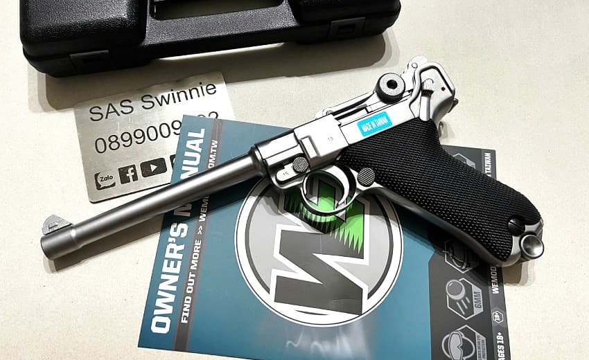 sung gas airsoft we luger p08 silver 6 inch mau bac gia re vietnam tphcm